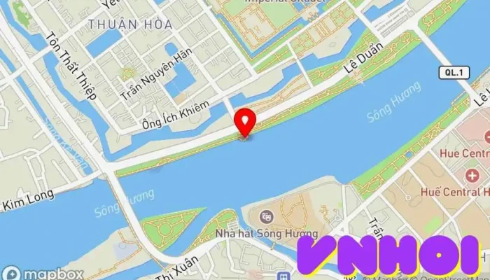 bản đồ của Cầu bán nguyệt Huế Công viên, Cầu trong Thành phố Huế