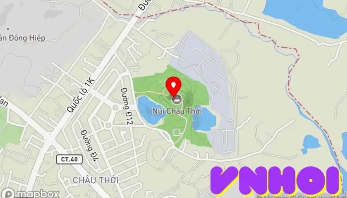 bản đồ của Chùa Châu Thới Chùa phật giáo, Điểm thu hút khách du lịch trong Bình Dương