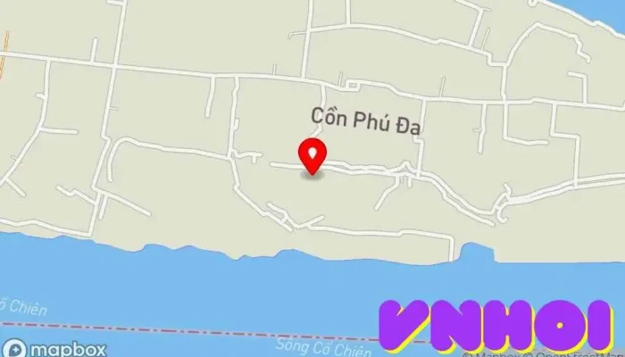 bản đồ của cồn Phú Đa Đảo trong Bến Tre
