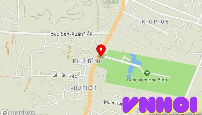 bản đồ của Công viên Hòa Bình Công viên, Điểm thu hút khách du lịch trong Đồng Nai