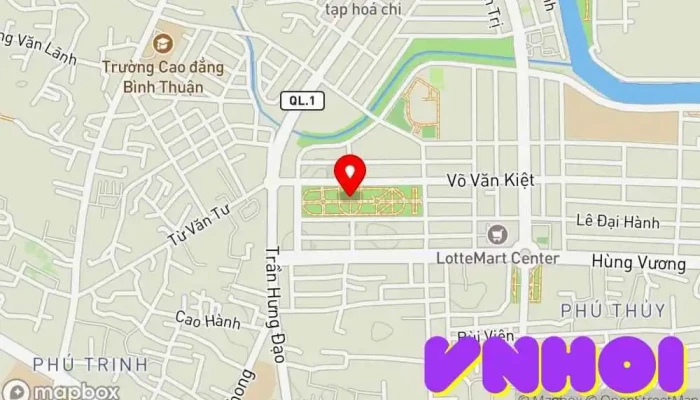 bản đồ của Công viên Võ Văn Kiệt Công viên thành phố, Điểm thu hút khách du lịch trong Bình Thuận