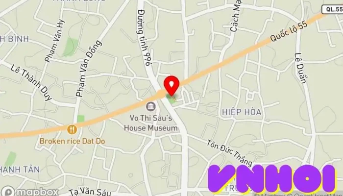 bản đồ của Đền thờ Anh hùng Liệt sĩ Võ Thị Sáu Nơi thờ cúng trong Bà Rịa - Vũng Tàu