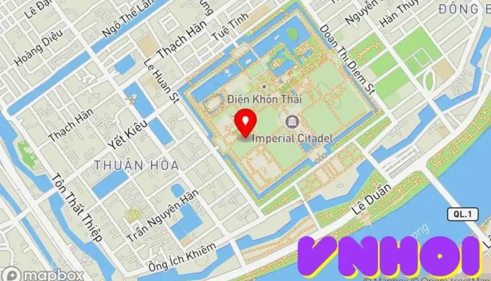 bản đồ của Điện Phụng Tiên Điểm mốc lịch sử trong Thành phố Huế