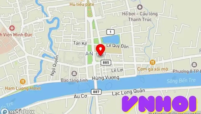 bản đồ của Đình An Hội Nơi thờ cúng trong Bến Tre