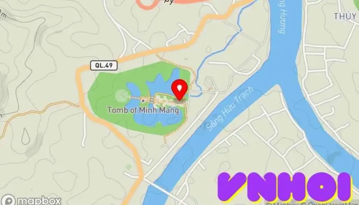 bản đồ của Hiếu Lăng - lăng mộ Hoàng đế Minh Mạng Điểm mốc lịch sử trong Thành phố Huế