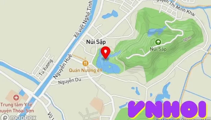 bản đồ của Lòng hồ Núi Sập Điểm thu hút khách du lịch trong An Giang