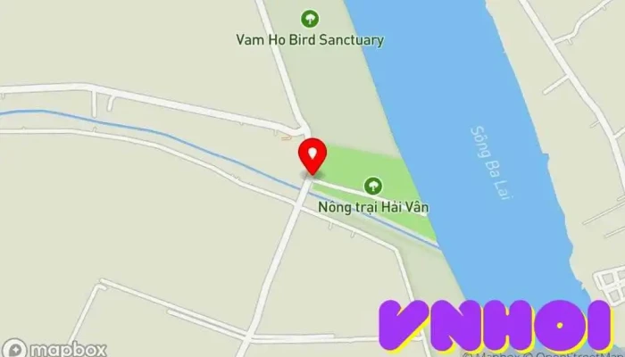 bản đồ của Nông trại Hải Vân - Sân Chim Vàm Hồ Điểm thu hút khách du lịch, Khu bảo tồn quốc gia trong Bến Tre