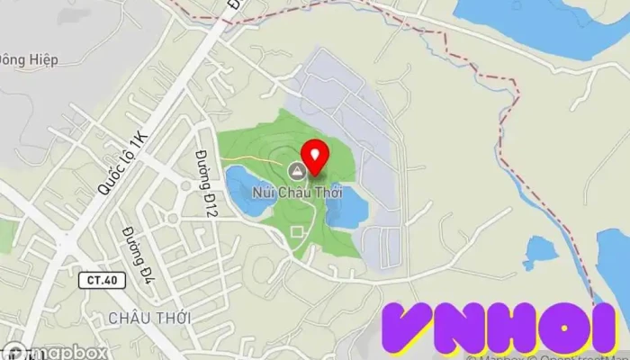 bản đồ của Núi Châu Thới Đỉnh núi trong Bình Dương