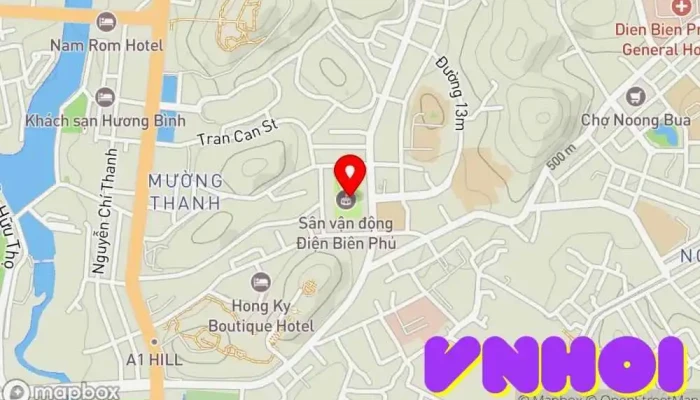 bản đồ của Sân vận động tỉnh Điện Biên Sân vận động trong Điện Biên